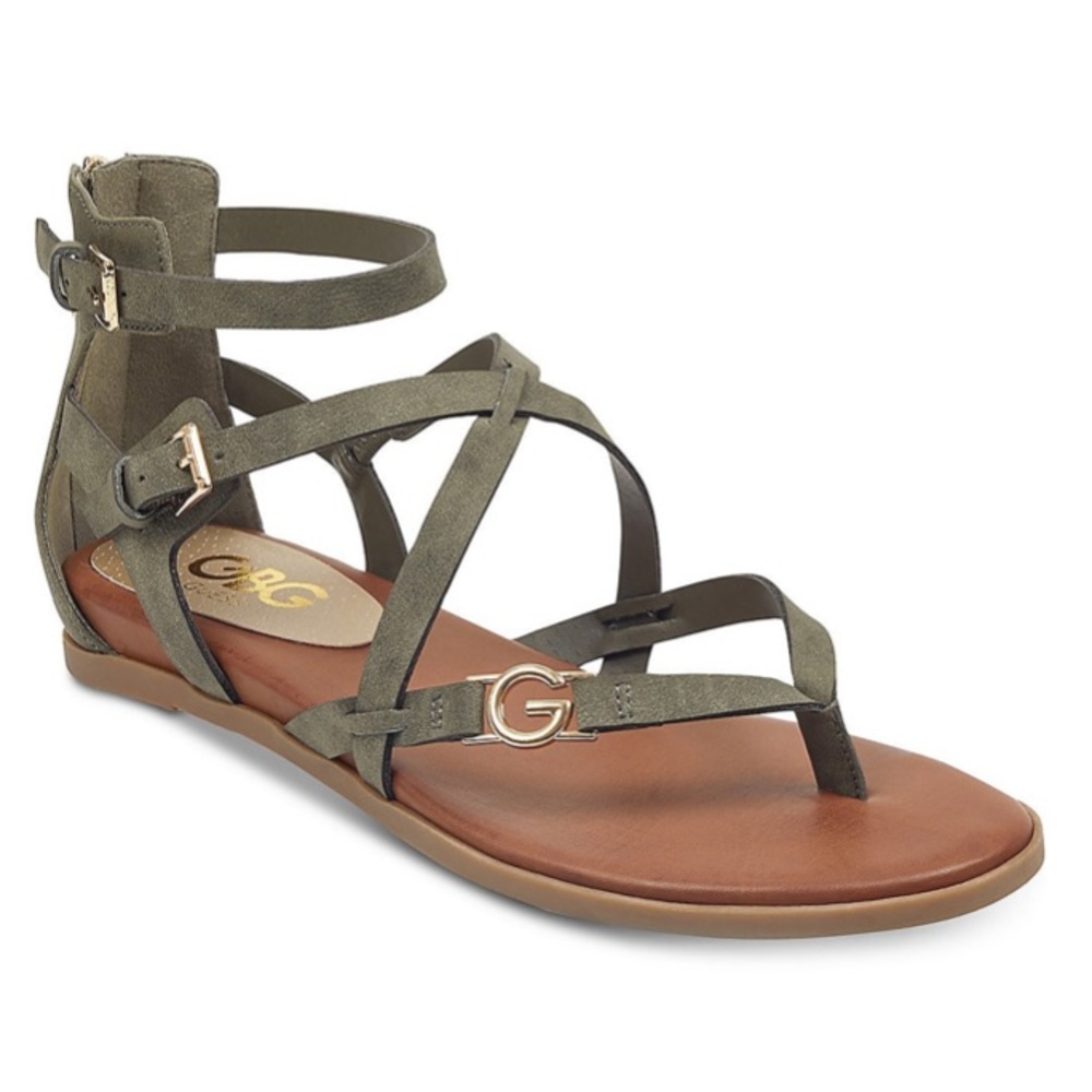 Size 8 Olive Green CBG by GUESS Gladiator Sandals